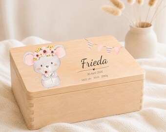 Caixa de madeira personalizada para recordações de bebês - presente de nascimento - presente de batizado