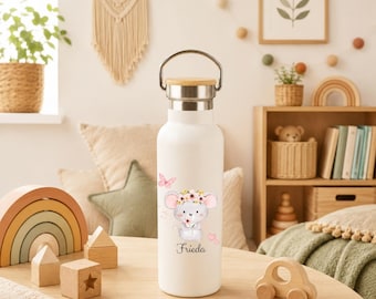 Kinder Trinkflasche mit Namen personalisiert  Edelstahl, Trinkflasche Schule, Geschenk Schulkind, Trinkflasche Kindergarten | Geschenk Kita