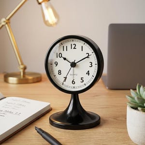Retro Desk Clock, Vintage Metal Table Clock, Silent Bedside Clock, Nordic Small Round Clock for Bedroom Office