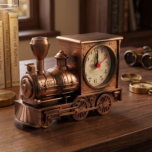 Vintage Train Alarm Clock, Retro Locomotive Desk Clock, Steam Train Bedside Clock, Train Lover Gift, Kids Room Decor