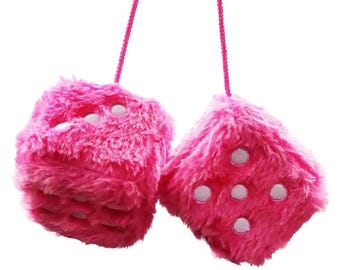 Vibrant 6Cm Fuzzy Velvet Dice Pendant for Rearview Mirror - Multicolor Hot Stamping Car Decoration