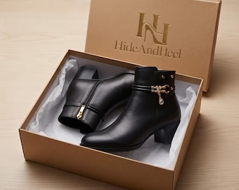 Women's Leather Winter Boots, Warm Lined Snow Boots, Pointed Toe Platform Boots, Waterproof Winter Shoes, Plus Size Boots