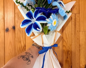 Handgjord evig blombukett | Chenilleblombukett | Unik gåva | Heminredning | Aurels skapelser