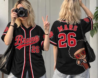 Camiseta de béisbol de la gira romántica, atuendo de concierto para fans de Mars, camisa de concierto de la rosa roja, atuendo con botones para festival de música
