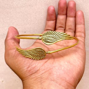 Brass Angel Wing Arm Cuff: Handmade Feather Bangle