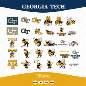 Paquete de archivos SVG de los Yellow Jackets de Georgia Tech, mascota Buzz PNG (descarga digital)
