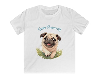 Pug Kids Tee | Playful Puppy Design, 100% Cotton