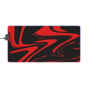 Zwarte en rode marmeren LED-gamingmuismat
