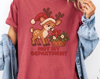 Not My Department Christmas Reindeer Shirt, Funny Retro Pixel Art