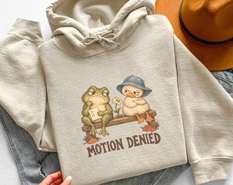 Motion Denied Frog and Duck Sweatshirt, Funny Sarcastic Animal Humor
