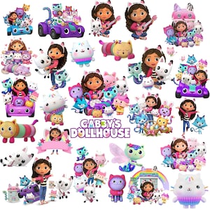 Gabby Dollhouse PNG SVG Clipart Bundle, Cakey Cat Pillow Cat Crafts  ,Sublimation, Cricut (Instant Download)