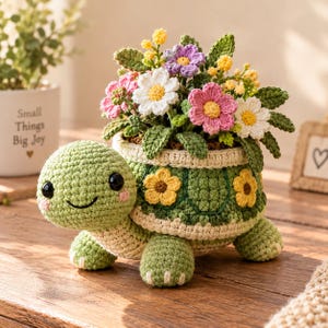 Crochet Turtle Flower Pot Pattern | Amigurumi Planter Basket (PDF Tutorial)