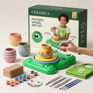 Kids Pottery Wheel Kit, Air Dry Clay Craft Set