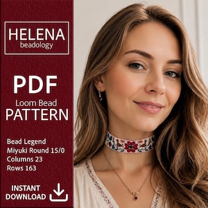 Ribbon Necklace PDF Pattern | Traditional Ukrainian Design “Paw with Zozulki” (Instant Download)