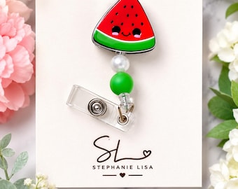 Watermelon Alligator Retracting Badge Reel