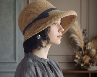 Women’s Wide Brim Straw Sun Hat | Foldable Beach Travel Hat | Elegant Bow Summer Hat with UV Coverage