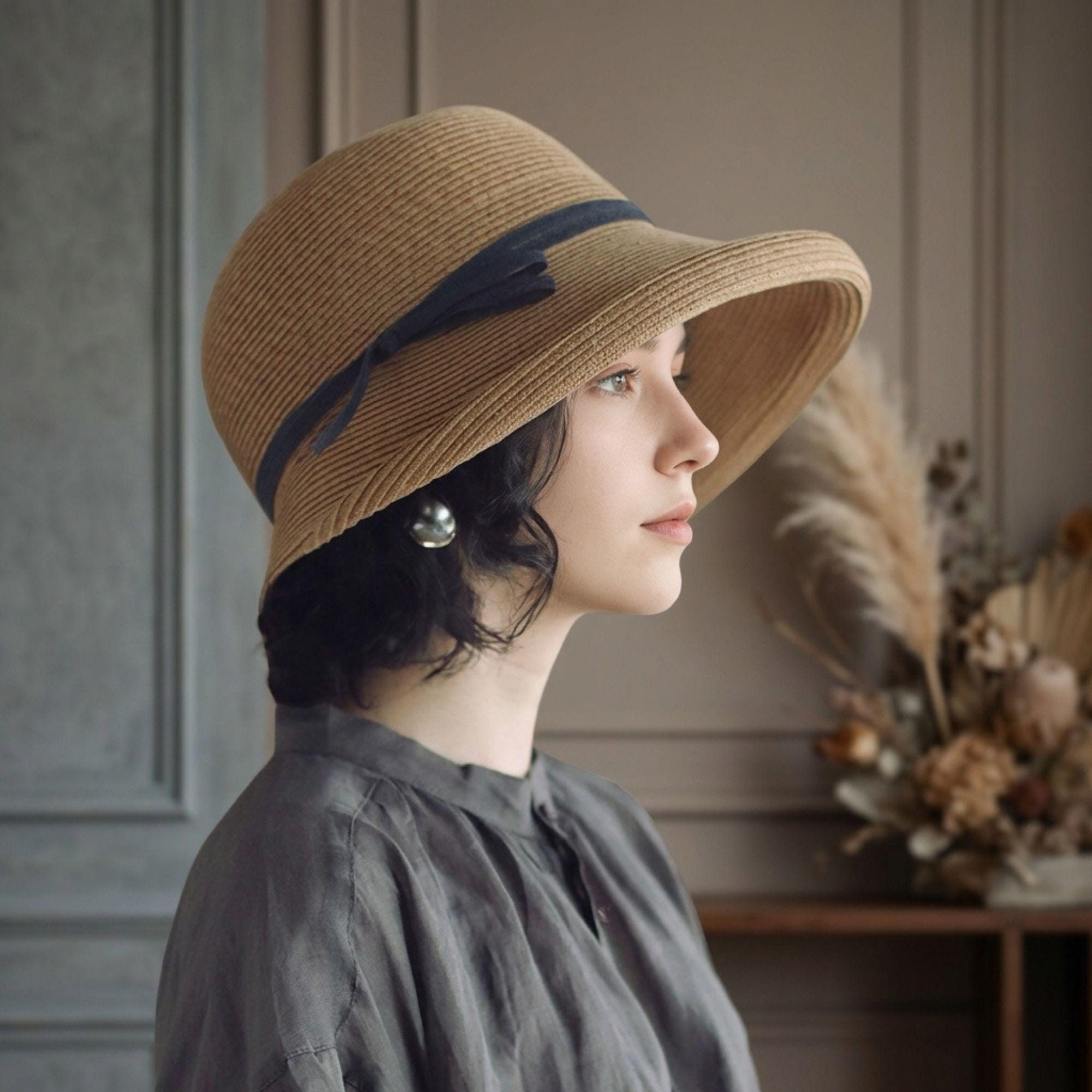 Magid Hats straw hat with fringe trim and patterned‎ band and wide brim Magid Hats 100% Paper Women main image 2