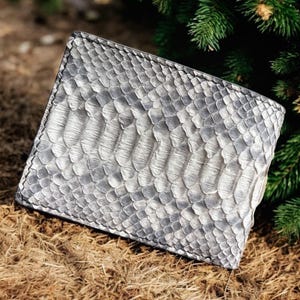 Handmade Natural Python Leather Bifold Wallet: Custom Exotic Wallet, RFID Blocking
