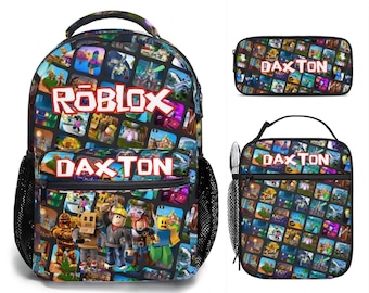 Custom Roblox Backpack, Personalized Name School Bookbag (Lunch Bag Optional) Gamer's Gift