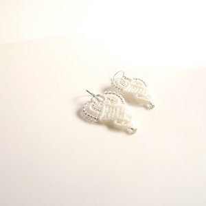 Macrame Earrings Creamy White Beaded Earrings image 5