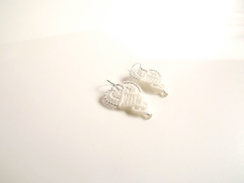 Macrame Earrings Creamy White Beaded Earrings image 5