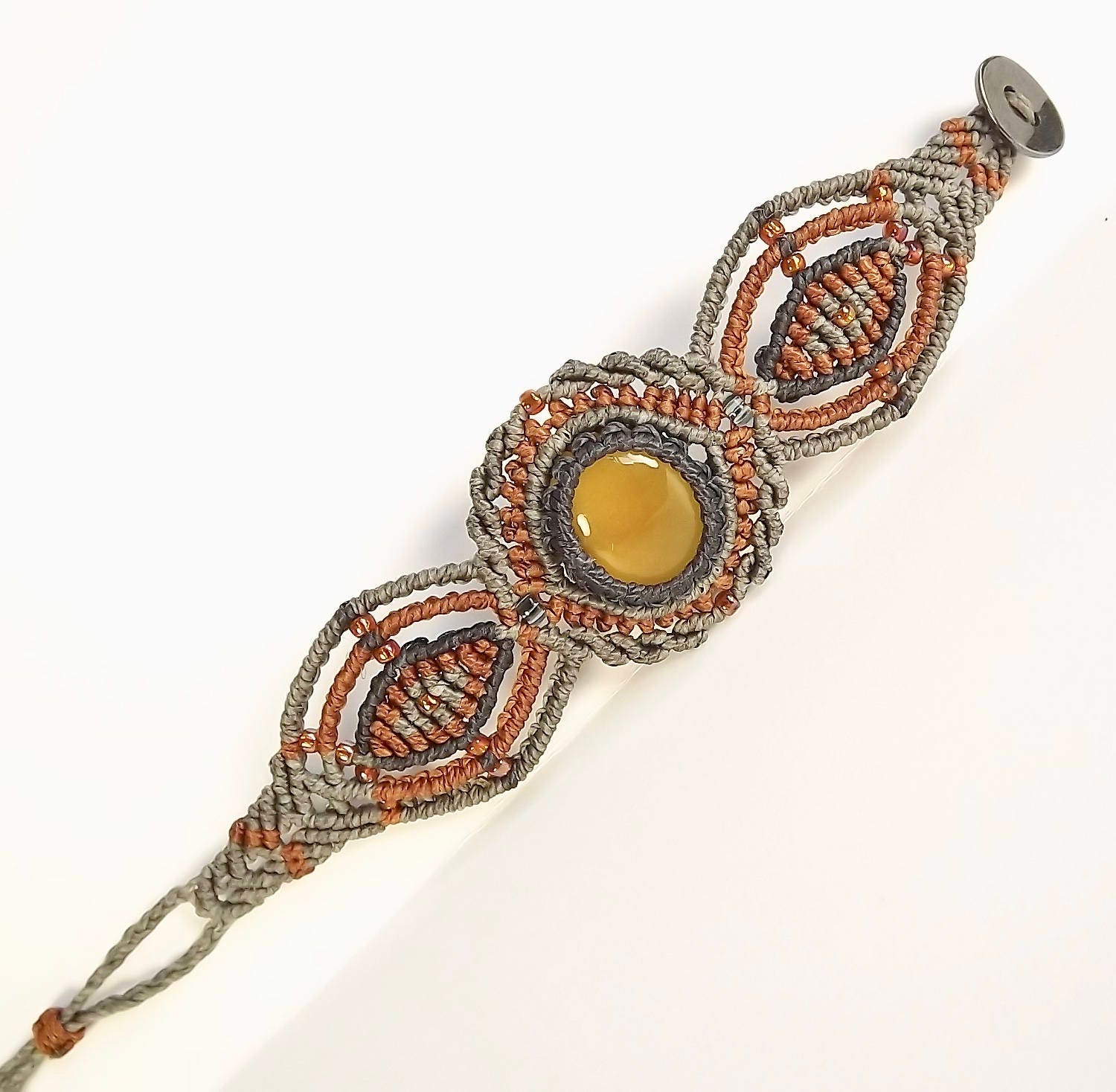 Macrame Bracelet Yellow Onyx Bracelet Yellow Chalcedony - Etsy