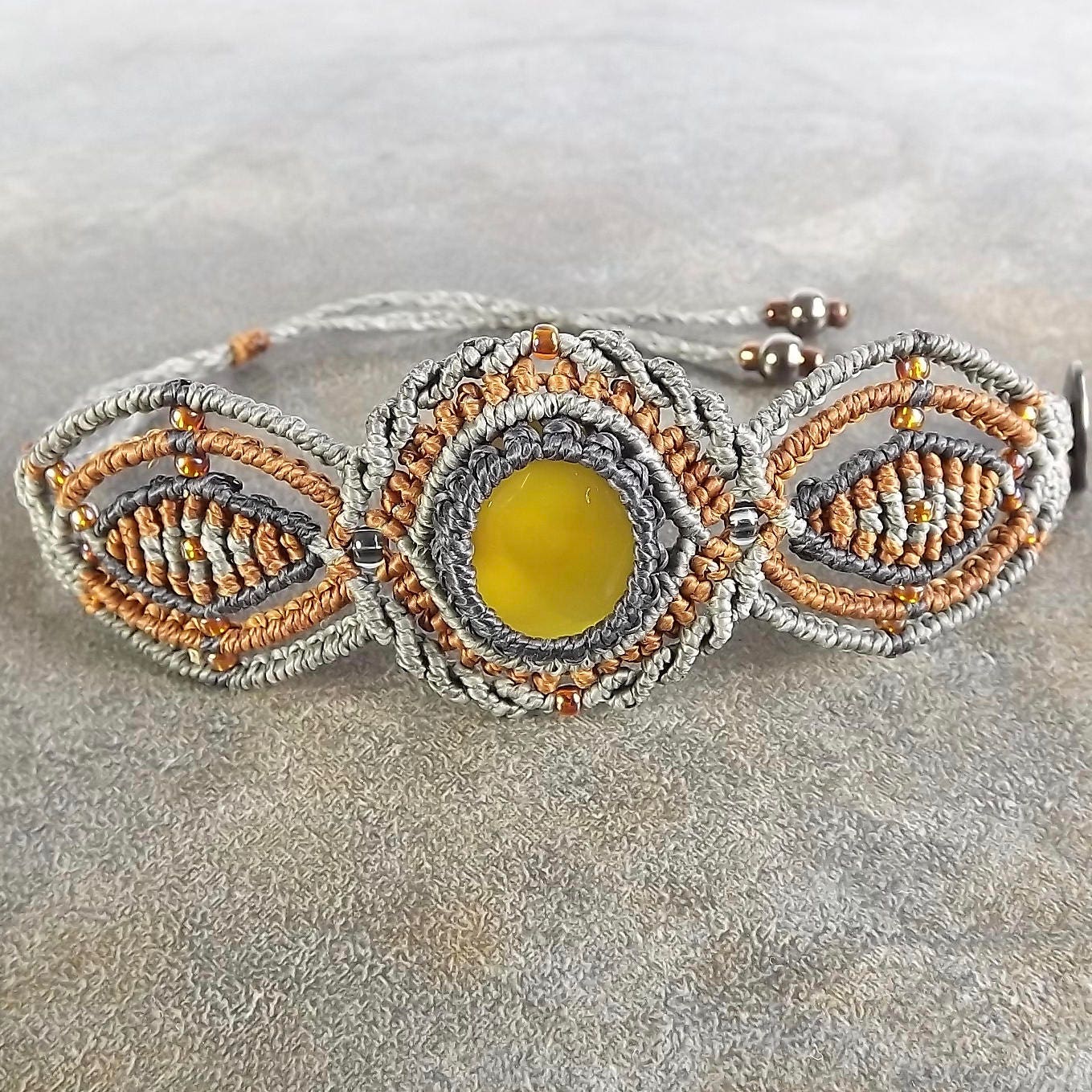 Macrame Bracelet Yellow Onyx Bracelet Yellow Chalcedony - Etsy