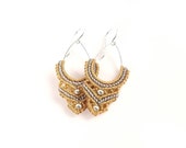 Macrame Earrings, Silver And Gold, Dangle Earrings, Teardrop Earrings