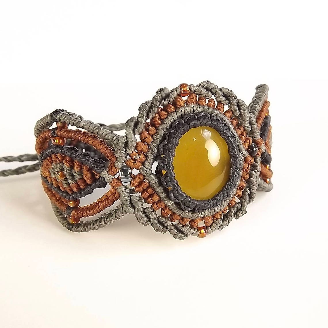 Macrame Bracelet Yellow Onyx Bracelet Yellow Chalcedony - Etsy