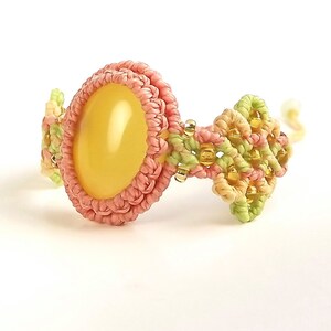 Pastel Macrame Bracelet, Yellow Chalcedony Bracelet, Boho Bracelet