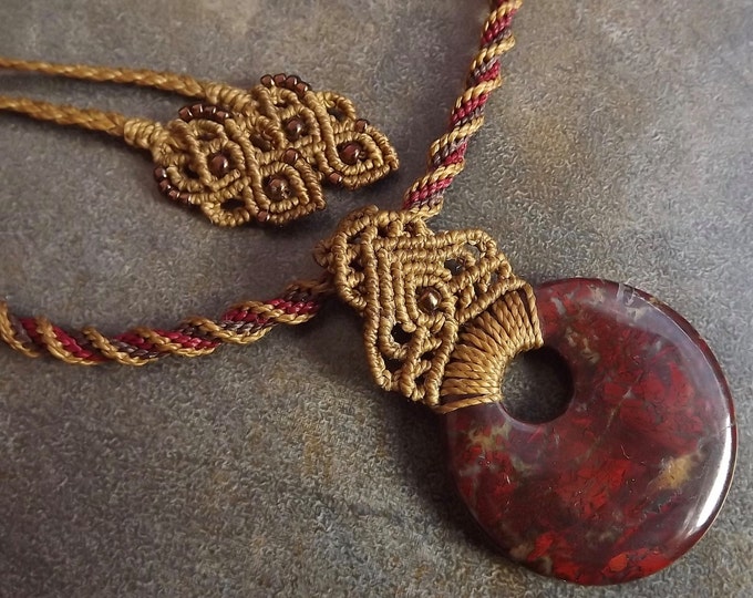 Macrame Necklace Poppy Jasper Necklace Kumihimo Necklace Etsy