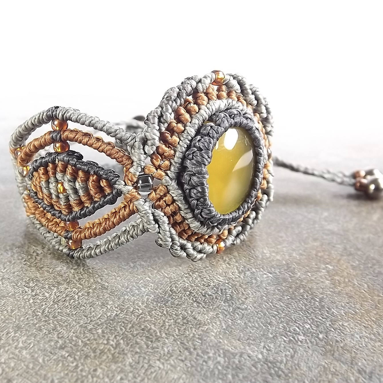 Macrame Bracelet Yellow Onyx Bracelet Yellow Chalcedony - Etsy