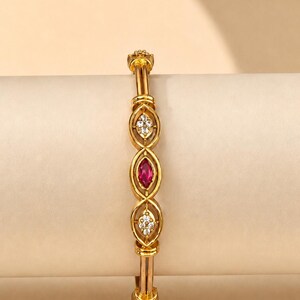 Ruby Marquise Crystal Gold-Tone Bangle