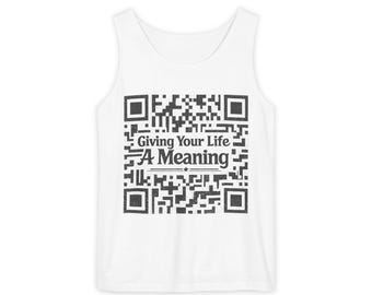 QR-kod Linne "Ge ditt liv en mening" | Minimalistisk textgrafik