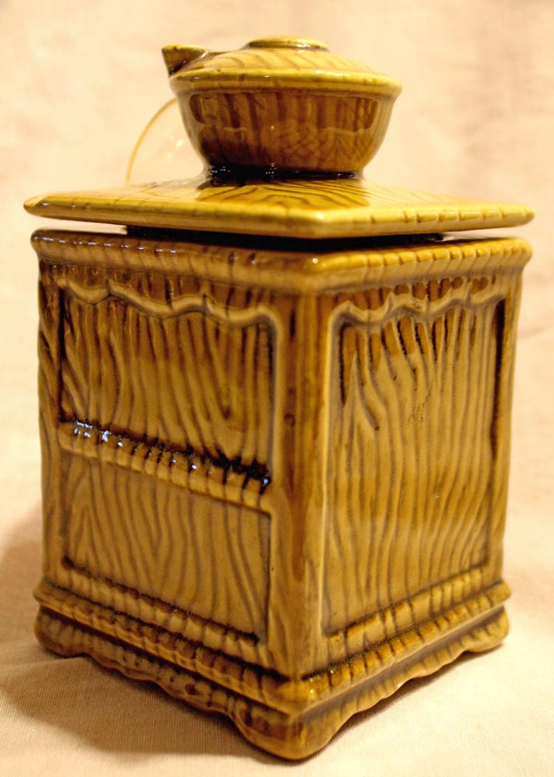 Lefton China Jam/Jelly Jar with spoon 1970s avocado green Etsy