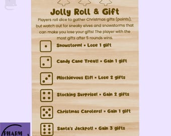 Jolly Roll Dice Game SVG File, Christmas Family Activity (Digital Download)