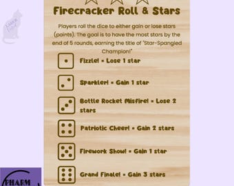 Firecracker Dice Game SVG File | Laser Cut Patriotic Activity (Digital Download)