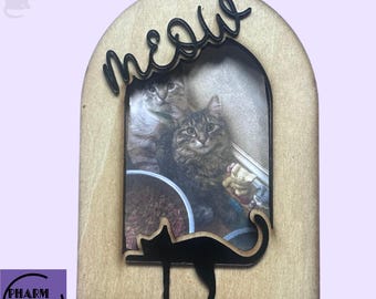 Marco de fotos con imán de gato para nevera SVG, regalo DIY (foto de 2x3) (archivo láser)