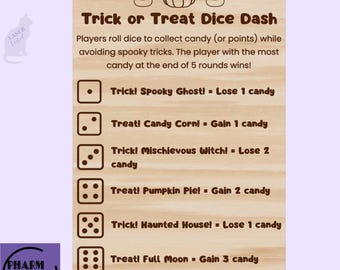 Halloween Dice Game SVG File for Laser Cutting