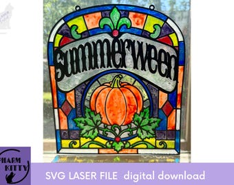 Summerween Pumpkin Suncatcher SVG for laser cutting