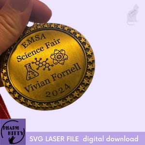 Medalla de la feria de ciencias SVG / Medallas de la PTA de la escuela / Ganadores / Archivo grabado con láser