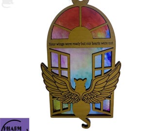 SVG Cat Memorial Suncatcher, Rainbow Bridge Laser Cut File (Digital Download)