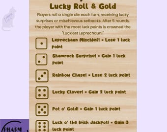 Lucky Roll & Gold Game SVG File | St. Patrick's Day Dice Game (Digital Download)