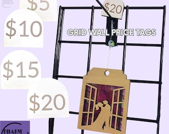 Grid Wall Price Tag SVG File, Magnetic Display, Laser Cut File