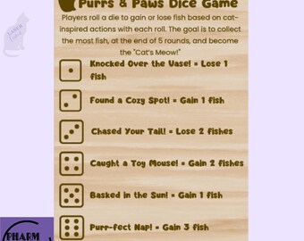 Cat-Themed Dice Game SVG File | Laser Cut Family Fun (Digital Download)