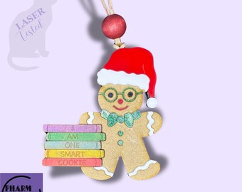 Gingerbread Man Book Lover Ornament SVG, Laser Cut File (Digital Download)