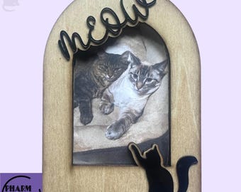 Marco de fotos con imán de nevera de gato SVG, tamaño cartera (descarga digital)