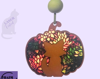Fox Pumpkin Suncatcher Laser Cut File, Halloween Decor (SVG)