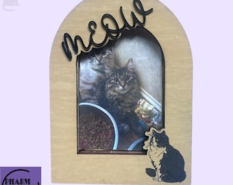 Marco de fotos para nevera con diseño de gato, SVG, archivo cortado con láser (5 x 7,6 cm)