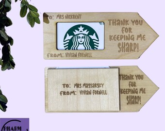 Pencil Gift Card Holder SVG, Laser Cut Teacher Appreciation (Digital Download)